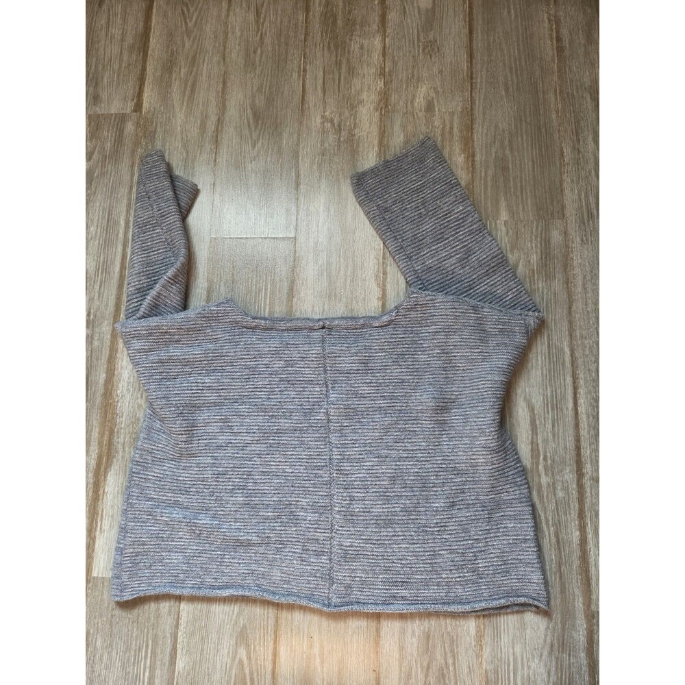Free People Alpaca Blend Cropped Sweater Blue Bell Sleeve Womens L EUC - Picture 7 of 7